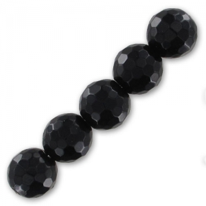 Perles Rondes facettées 8 mm en pierre gemme Onyx Noir x10
