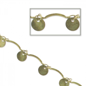 Chaîne maille fantaisie sequins ronds et intercalaires arqués 3 mm bronze x 1m