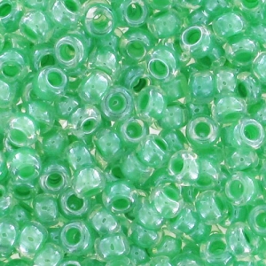 Perles rocailles Preciosa 9/0 2.5 mm - Crystal interieur vert x20g