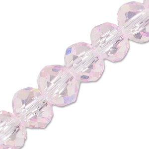 Perles rondelles facettées - rondes aplaties -6x4 mm Light Rose x40cm