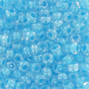 Perles rocailles Preciosa  11/0 2 mm - Crystal interieur aquamarine nacrées x20g