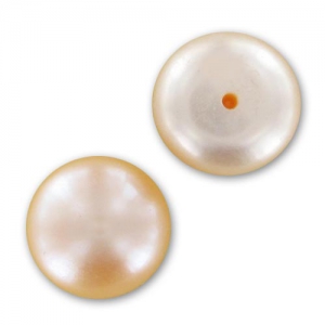 Cabochons semi-percés 10,5 mm - Perles d'eau douce Pêche Irisé x2