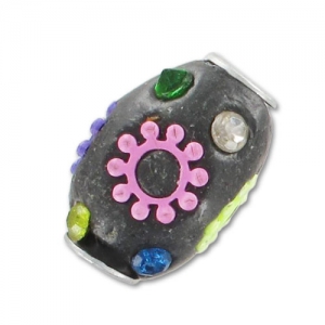 Olive incrustée de perles 20x14 mm Multicolore x1