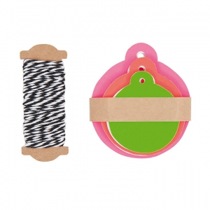 Assortiment d'étiquettes rondes avec fil Mix Fluo x30