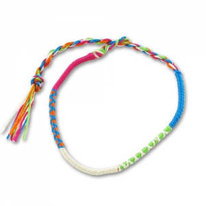 Bracelet brésilien rond 3 mm Fuchsia/Turquoise x1