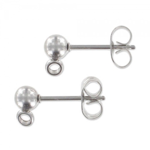 Clous d'oreilles boule 4 mm Acier inoxydable 304 x2