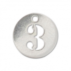 Breloque ronde chiffre 3 - 8.5 mm en Argent 925 x1