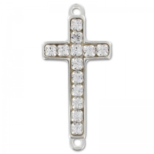 Intercalaire strass croix 2 anneaux 24x11 mm en Argent 925 x1