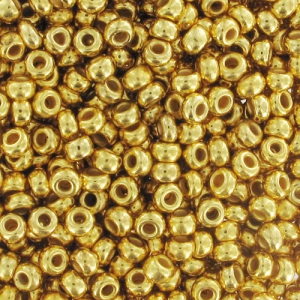 Perles rocailles Preciosa 11/0 2 mm - 24 K Gold Plated x10g