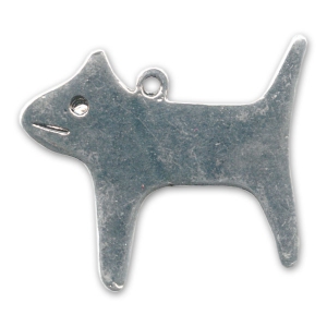 Pendentif chien 29x35 mm rhodié x1