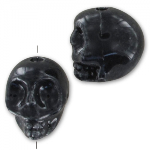Tête de mort en céramique 13x11 mm Noir x1