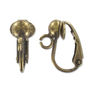 Clips d'oreilles décor boule  5 mm bronze x 2