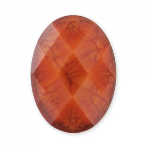 Cabochon facetté en résine 18x13 mm Orange x1