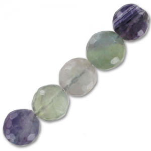 Perles Rondes facettées 8 mm pierre gemme Fluorite x10