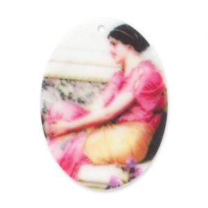 Pendentif ovale 38x28 mm Femme x1