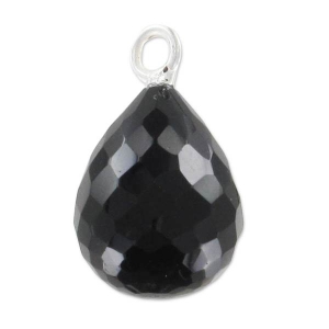 Pendentif goutte facettée 13x10 mm Argent 925/Onyx Noir x1