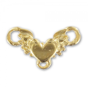 Intercalaire coeur 3 anneaux 11x19 mm doré à l'or fin x1