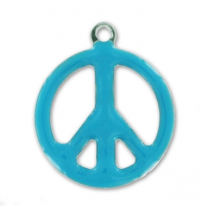 Breloques peace résine époxy 19 mm Turquoise x10