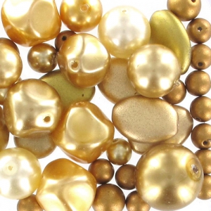 Assortiment de perles de bohème - Gold x50g