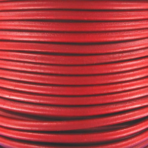 Cordon cuir européen 4 mm - Rouge x1m