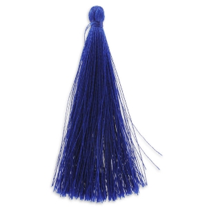 Pompon imitation soie 88-93 mm Bleu x1