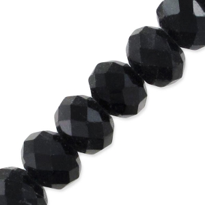 Perles rondelles facettées - rondes aplaties - 6x5 mm Jet x38cm