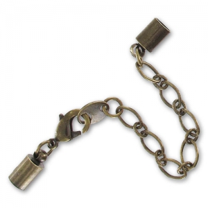 Fermoir 12 mm + chainette pour cordon 4 mm bronze x1