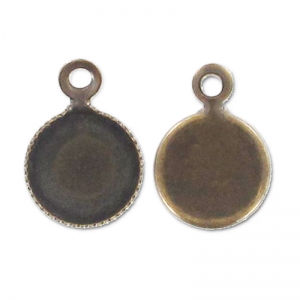 Serti pendentif pour cabochon fond plat 6 mm bronze x1