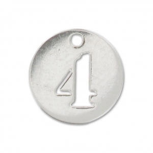 Breloque ronde chiffre 4 - 8.5 mm en Argent 925 x1