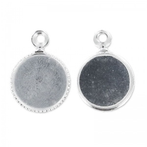 Serti pendentif pour cabochon fond plat 8 mm argenté HQ x1