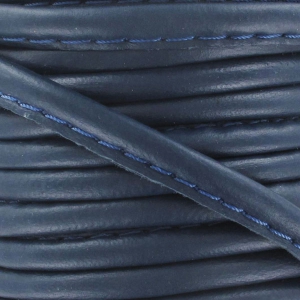 Cordon cuir surpiqué 4 mm Bleu Marine x1 m