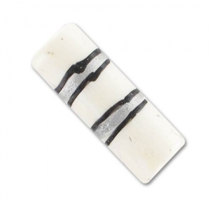 Perles cylindres décorés 25x9 mm Blanc rayé x5