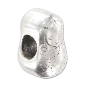 Poussoir matriochka pour cordon 5 mm Placage Argent fin vieilli x1