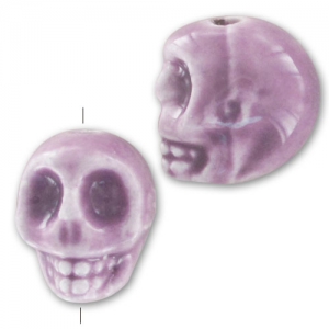 Tête de mort en céramique 13x11 mm Mauve x1