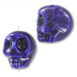 Tête de mort en céramique 13x11 mm Cobalt x1