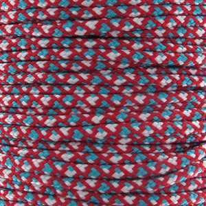 Cordon Paracorde -corde de parachute- 2 mm Red/Turquoise x1m
