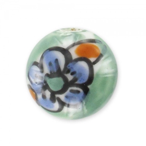 Ronde céramique 12 mm Bleu/Vert x1