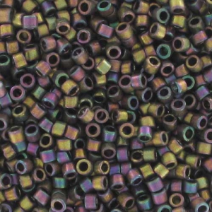 Miyuki Delica 11/0 DB1055 - Mat Metallic Gray Dusk Gold Iris x8g