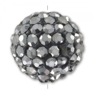 Ronde plasticine strass Coréen 12 mm Jet Hematite x1