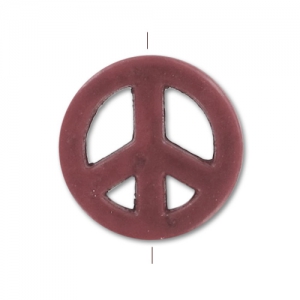 Perle Peace en Howlite teintée 15 mm Chocolat x1