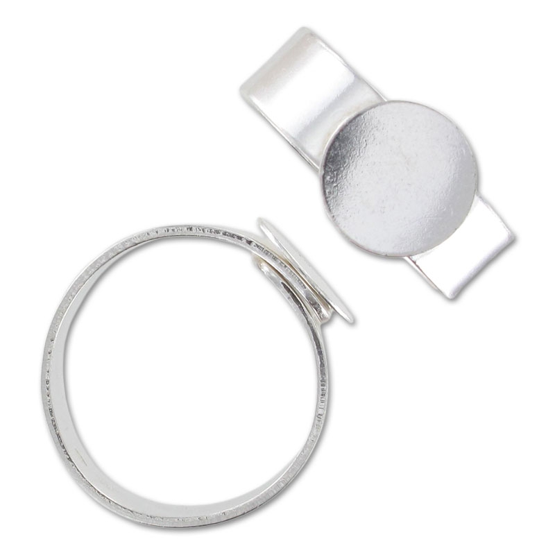 Lot De 2 Supports Ajustables Pour Bagues (16mm - T5,5) - Plateau 14mm Argenté Sans Nickel