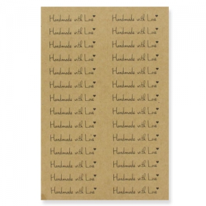 Etiquettes adhésives kraft 41x10 mm Handmade with Love x112