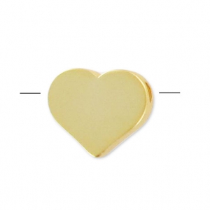 Perle coeur 6.8 mm - Doré à l'or fin x1