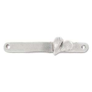 Intercalaire coeur 2 trous 38x5 mm Placage Argent fin vieilli x1