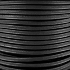Cordon cuir européen 4 mm - Noir x1m