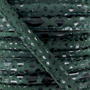 Cordon cuir surpiqué 4 mm Imitation Léopard Vert Sapin x1 m