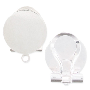 Clips plateau avec anneau 12 mm argenté x2