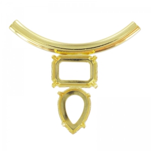 Pendentif tube sertis 4610 18x13 mm et 4320 13x18 mm doré à l'or fin x1