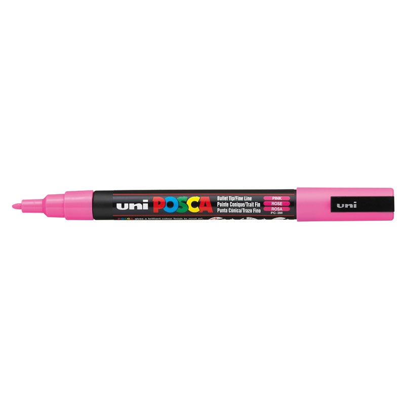 Marqueur Posca PC-5M - Pointe Conique Moyenne 2.5 Mm - Rose Fluo - Peinture à L'eau Tout Support - 10