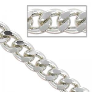 Chaîne en aluminium maille gourmette 9x13 mm rhodié x1m